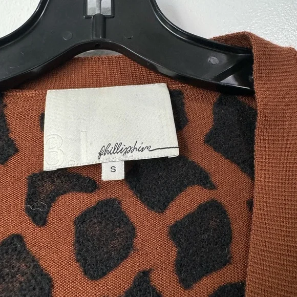 3.1 Phillip Lim Leopard Print Gray Merino Zip Cardigan Size S - Picture 6 of 12